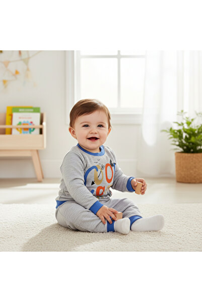 N@zence طقم بيجامة للأطفال من كول كامب - طقم قطني مكون من قطعتين بأكمام طويلة