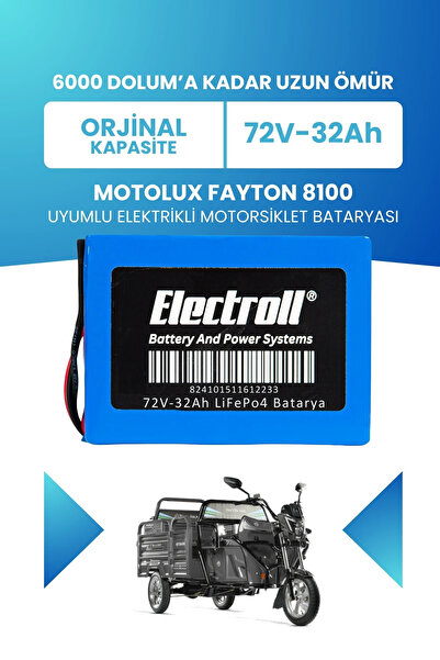 ELECTROLL Arora NAVARA NEW Uyumlu Batarya LiFePO4 72V 32Ah Elektrikli Motorsi...