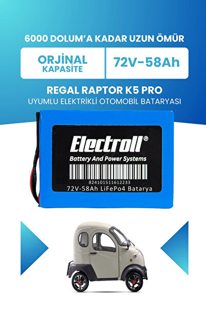 ELECTROLL Regal Raptor K5 Pro Uyumlu (Standart Kapasite) LiFePO4 72V 58Ah Ele...