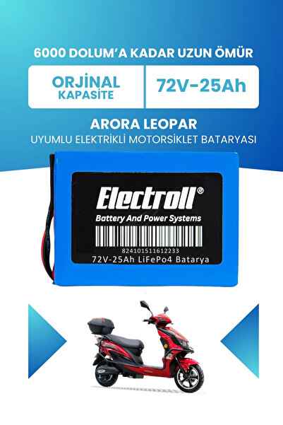 ELECTROLL Arora LEOPAR Uyumlu Batarya LiFePO4 72V 25Ah Elektrikli Motorsiklet...