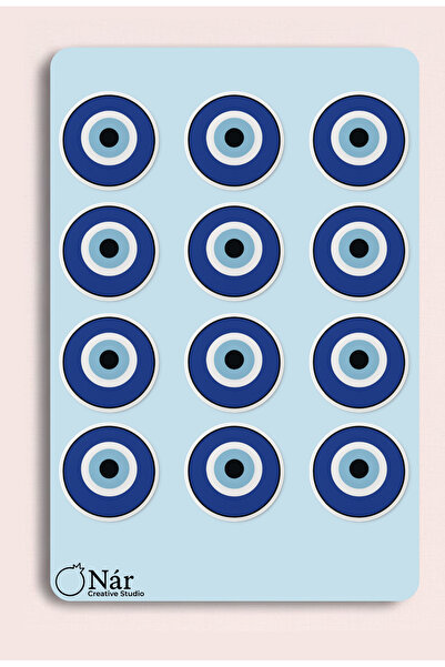 sticker Nazar Boncuğu Sticker Sayfası (12 Adet) | Laptop, Telefon, Defter