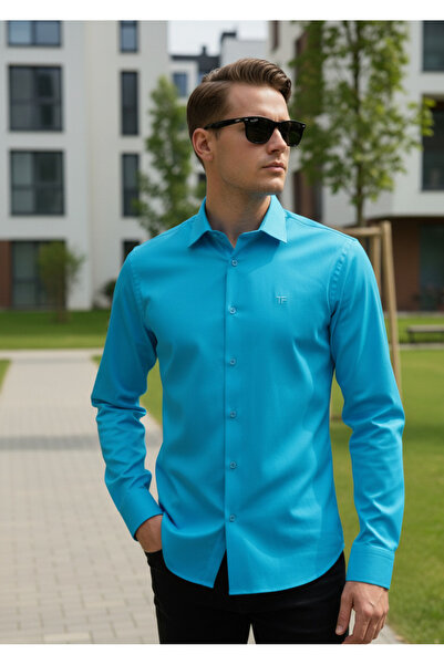 YusGos Ανδρικό πουκάμισο από βαμβάκι με μακρύ μανίκι κανονικής εφαρμογής που ...