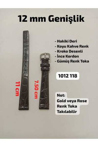 Brality حزام ساعة يد نسائية متوافق مقاس 12 مم، لون بني داكن، نمط جلد التمساح،...