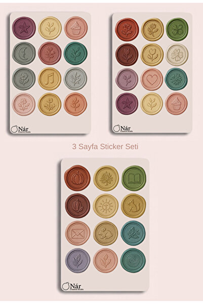 sticker Vintage Balmumu Sticker Seti (3 Sayfa) | Mühür Çıkartmaları - Ajanda,...