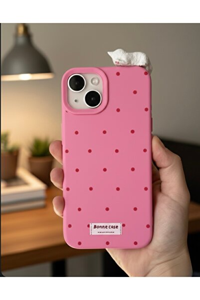 FİŞNEİLETİŞİM غطاء وردي مفصل بتصميم قطة ثلاثية الأبعاد متوافق مع آيفون 13/14