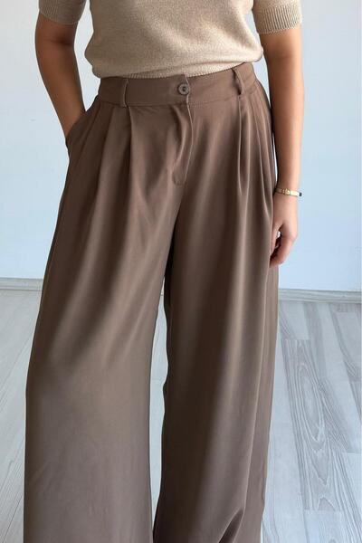 Güneş Yüksek Bel Dökümlü Pantolon