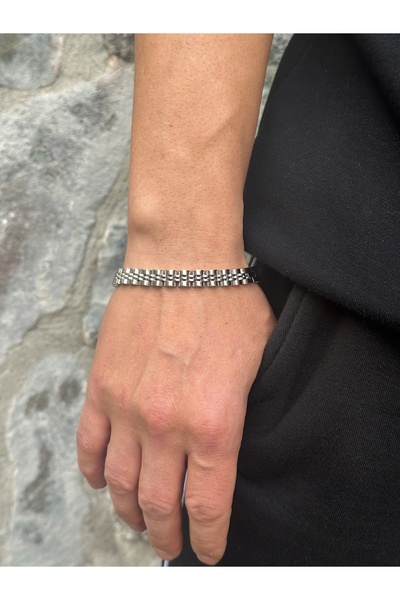 HERİF Aksesuar سوار رجالي كلاسيكي من الفولاذ بسلسلة بانزر (جسم رفيع)