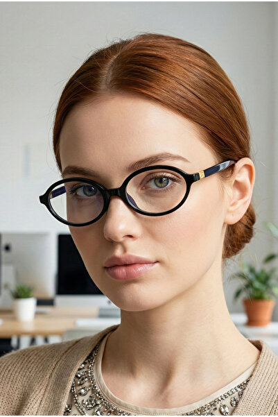 TARSS نظارات ماري بلاك بيضاوية الشكل مع فلتر للضوء الأزرق |   حاجب الضوء الأزرق