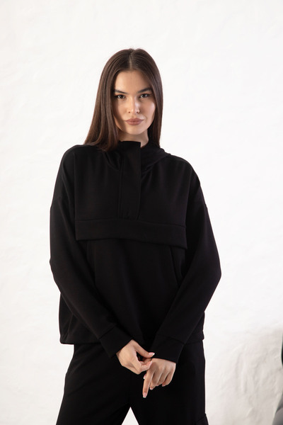 YusGos Жіночий зручний крій, довгі рукави, напівзастібка-блискавка, модальна ...