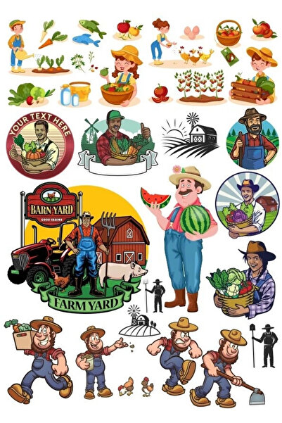 Reysa Tasarım مجموعة ملصقات المزارع مكونة من 25 قطعة للهاتف والكمبيوتر اللوحي...