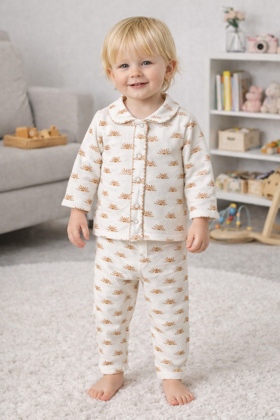 BUUFUU Bebek Yenidogan Çocuk Kiz Erkek Pamuklu Oyali Pijama Takımı Hediyelik