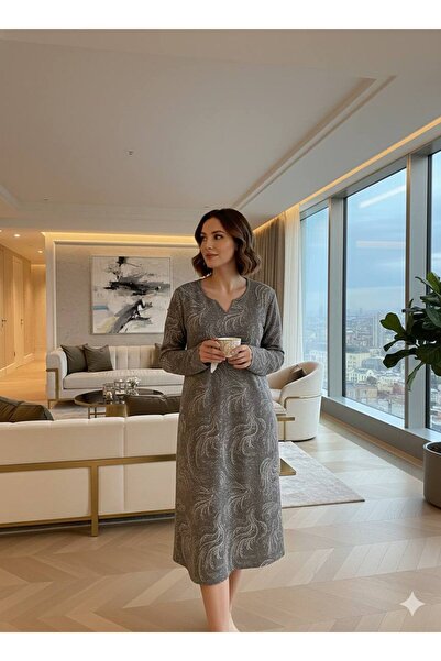 LİMİSSİ Women's 100% Cotton Modal Fabric Plus Size Home Dress