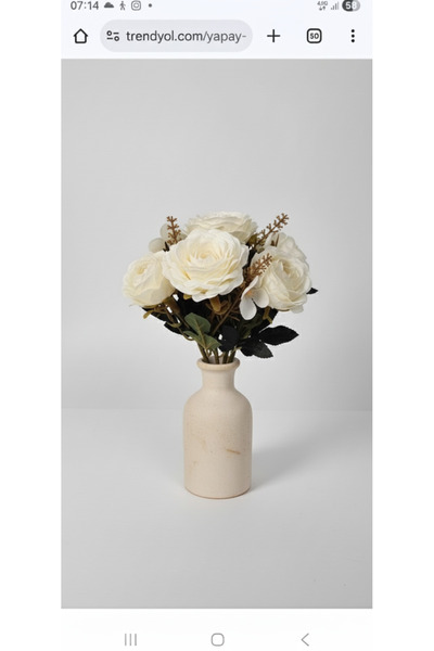 yapay çiçek evi Buchet de trandafiri artificiale cu frunze de kaki, nuanțe de cremă, 27 cm, decor pentru casă, ornament în ghiveci