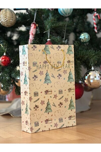 4nio PUNĂ DE CARTON CADOU DE Crăciun DE PIN BEJ