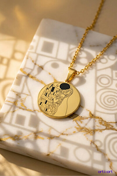 ArtinArt القبلة - غوستاف كليمت |   قلادة من الفولاذ 316L