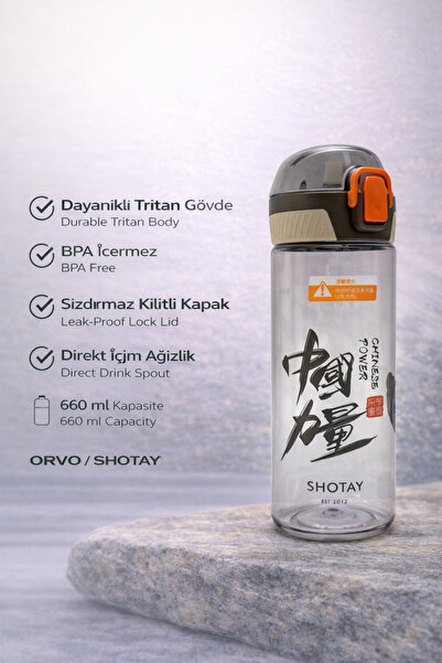 Shotay Tritan Ağızlıklı Kilitli Kapak Spor ve Günlük Kullanım Matara – BPA Free - 660 ML