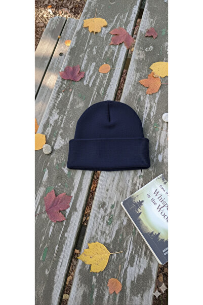 karanfil Unisex Foldable Beanie Dark Blue Color