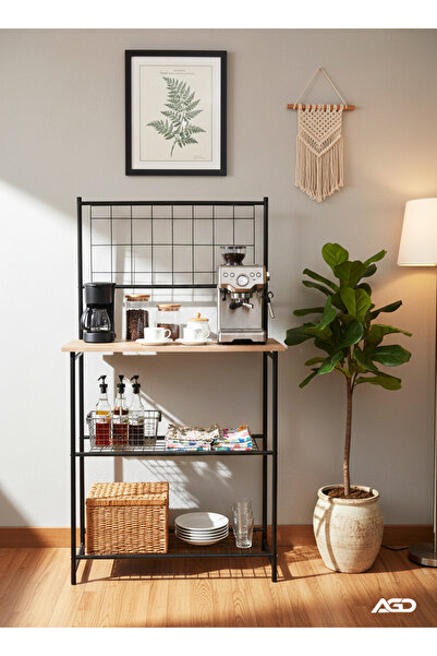 AGD Stylish and modern three-tier corner coffee table with cup holder, 86*34*...