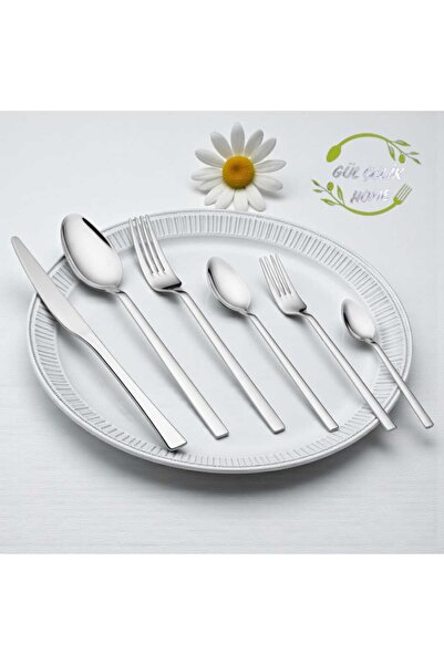 KAVEH Gül Çelik 72 Parça 12 Kişilik Sade Çatal Bıçak Kaşık Seti 18/0 Kalite