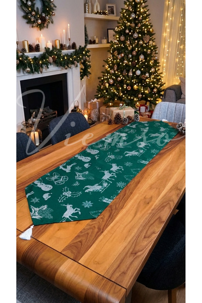 Viemso عداء شرابة باللون الرمادي والأخضر الخاص بالعام الجديد