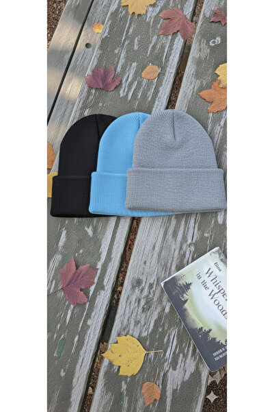 karanfil قبعة قابلة للطي للجنسين (أسود-أزرق-رمادي) مجموعة من 3 قطع