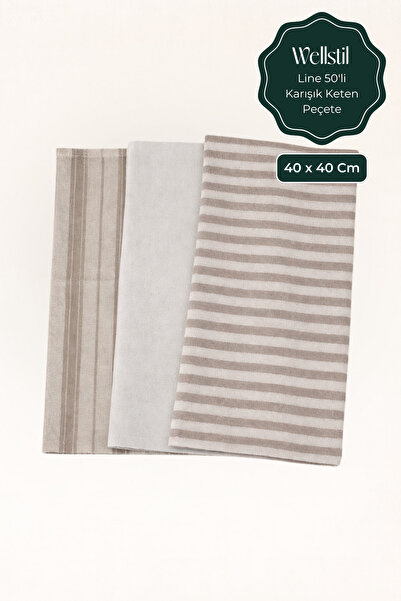 Wellstil Line | 50'li Karışık Keten Peçete 40 x 40 cm