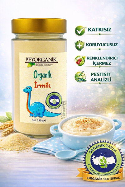 BEYORGANİK Organik İrmik 350gr (PESTİSİT VE AFLATOKSİN ANALİZLİ) CAM