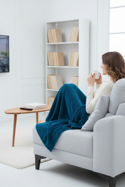 Mislina Home Deluxe Wellsoft Tv Battaniyesi - 4 Mevsim Peluş Polar Battaniye Petrol Mavisi 100x150 Cm