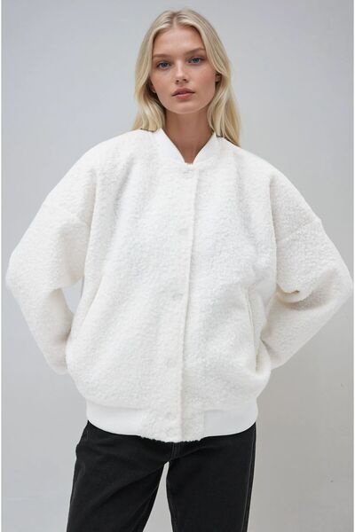 Genel Markalar Kıvırcık Kürklü İçi Astarlı Bomber Ceket 6120