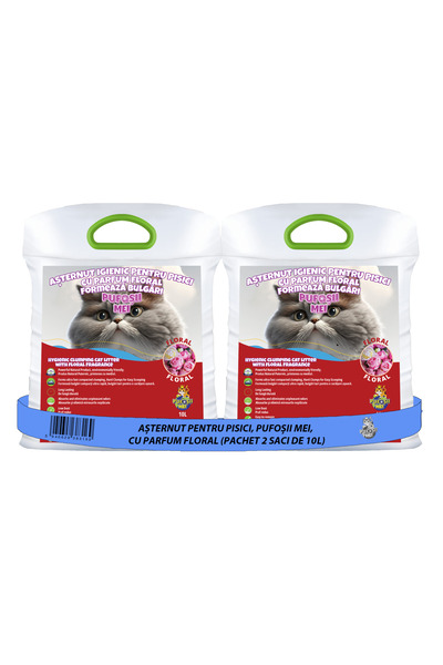Pufoșii Mei Asternut pentru pisici, Pufosii Mei, cu parfum floral, Pachet eco...