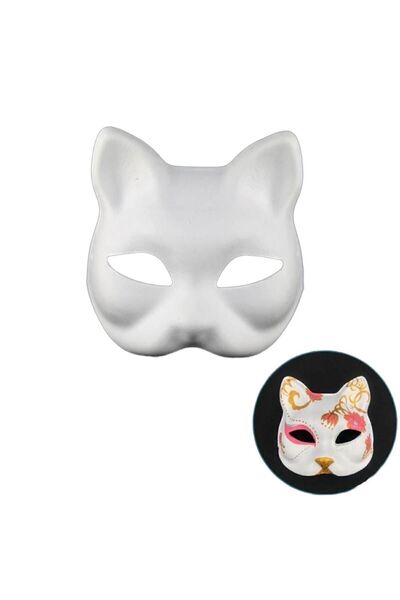 Schulzz Orijinal Ithal Therian DIY Kişisel Tasarım Karton Mukavva Boyasız Lastikli Sert Kalıp Kedi Maske