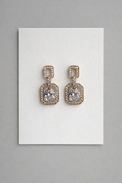 Owentis أقراط متواضعة من الفولاذ المقاوم للصدأ باللون الذهبي الوردي وحجر الكر...