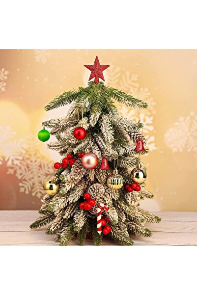 Yenigeldi Kırmızı Simli Ağaç Tepe Yıldızı Yılbaşı Parti Süsü 15 cm