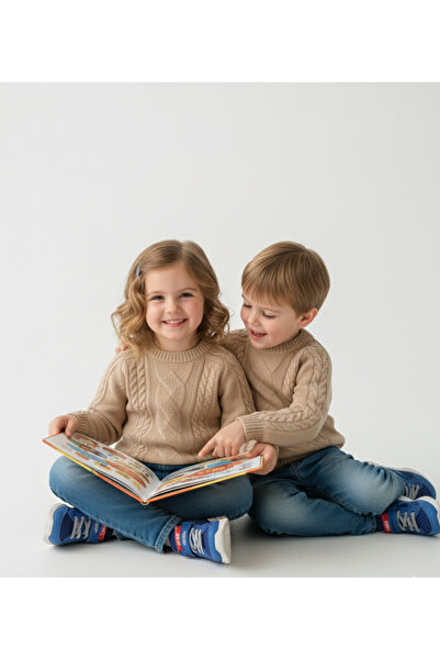 Nimini Kids Knitted Model Modern Crew Neck Unisex Baby Sweater (0-2 Years)