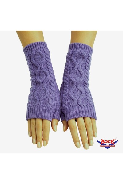 AXE SPORTSWEAR قفازات تريكو أرجوانية - قفازات شتوية ناعمة بدون أصابع