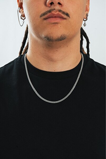 UKHWD SUPPLY 4mm x 55cm Cuban Chain Çelik Zincir Kolye KA1012GM