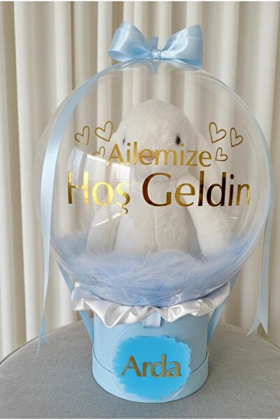 celinegiftbox Kişiye Özel Mesajlı 35 cm Peluş Oyuncak | Hediye Balon Kutusu, ...