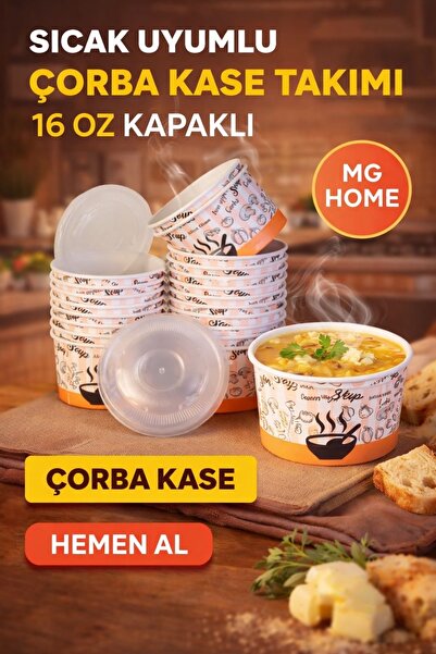 VENON 25 Adet 🥣 ÇORBA KASE KLASİK 16 Oz 🥣Karton Kağıt Yemek Kasesi Kullan A...