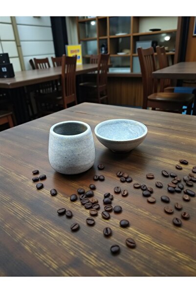 HAZEYA SERAMİK Stoneware Handmade Espresso Fincanı Ve Mini Kase