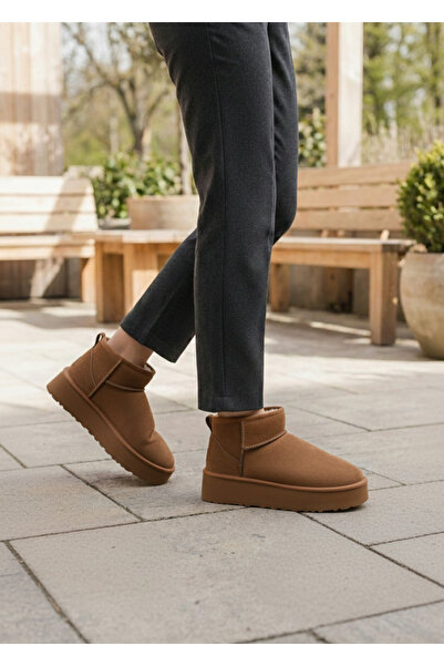 NHA حذاء نسائي صغير 999 أسود بنعل سميك وفرو داخلي