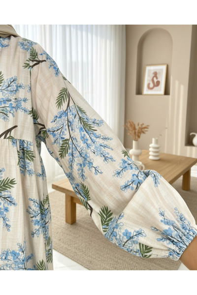 HİJABAYA Φόρεμα Modal με μοτίβο με μισό κουμπί και ελαστικό μανίκι