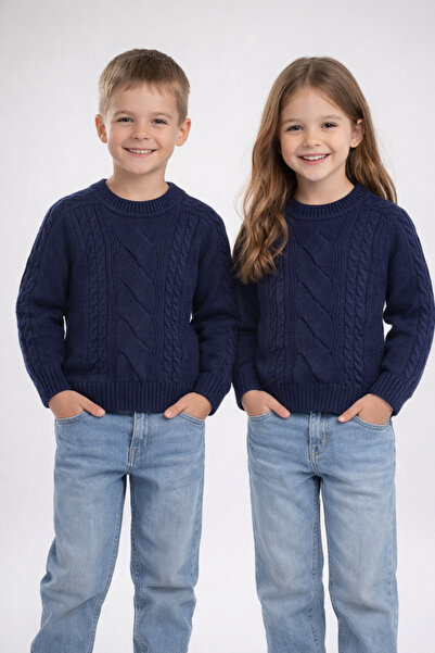 Nimini Kids Knitted Model Modern Crew Neck Unisex Baby Sweater (0-2 Years)