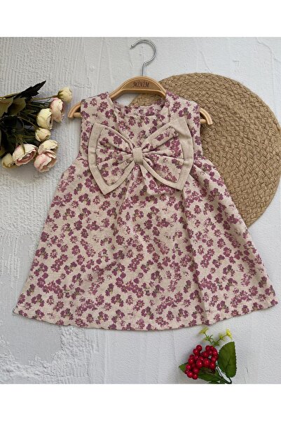 Minim فستان بفيونكة للفتيات الصغيرات والأطفال مزين بالزهور