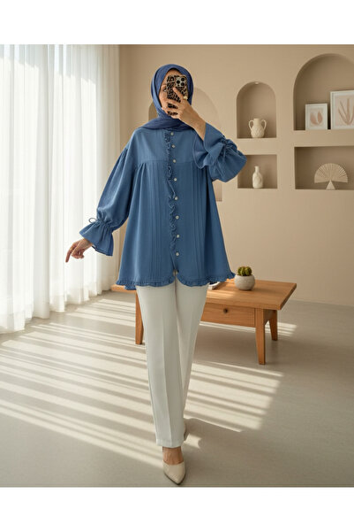 HİJABAYA Πουκάμισο από ύφασμα Modal με κορδόνια στα μανίκια και πέτρινα κουμπιά