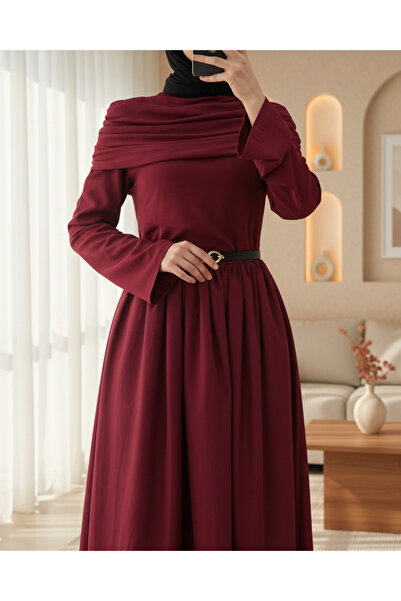 HİJABAYA Eteği Poplin Üstü Sendy İki Parçalı Pileli Elbise