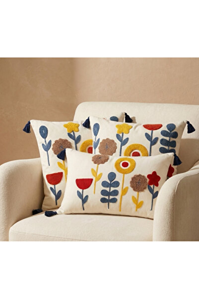 Shopyteks Bohemian Punch Embroidered Throw Pillow Cover Set (Without Inner Filling)