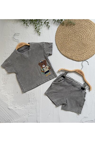 Minim Teddy Bear Embroidered Bottom Top Set