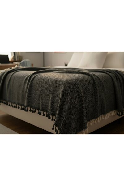 TECHTACT 100% قطن عضوي، غطاء سرير مفرد مزين بالشراشيب، مقاس 160x220 سم، غطاء ...