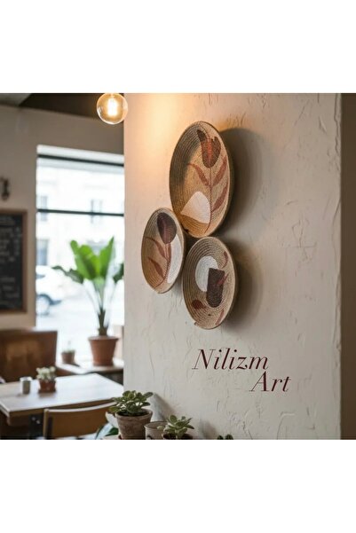 NİLİZM ART Kiremit Bohem 3 Parça Duvar Tabağı (YAPIŞTIRMA DEĞİLDİR MAKİNE DİK...