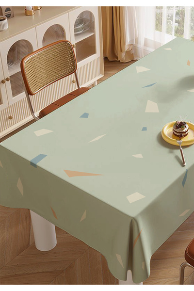 ALAMODECOR Model Stylish Kitchen Living Room Tablecloth with Green Particles